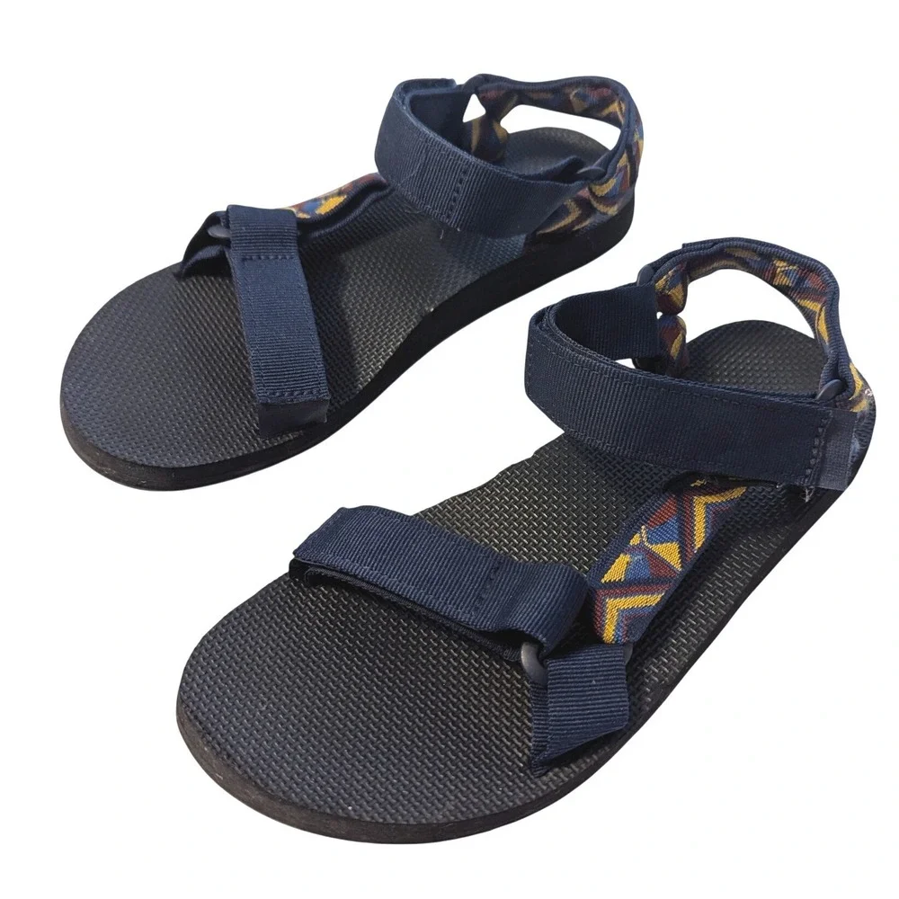 Teva Men's 9 Original Universal Blue Yellow Red Geometric Sport Sandals 1004006